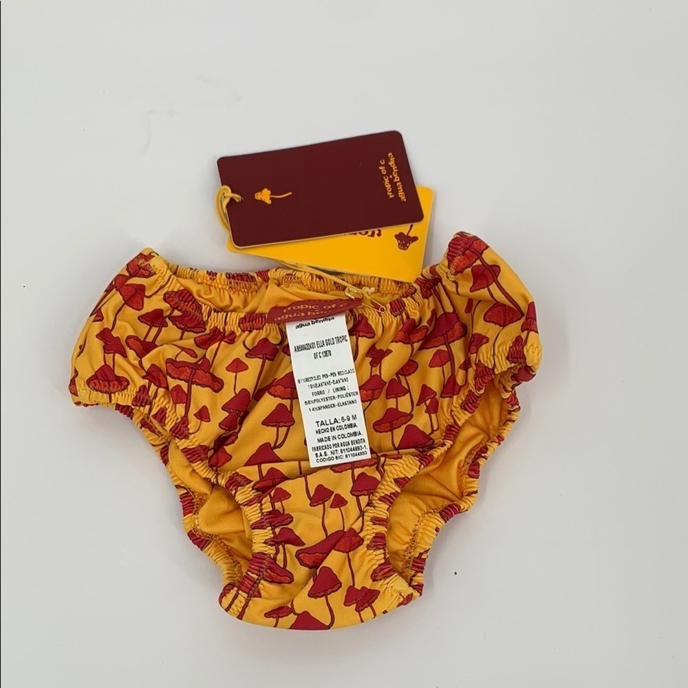 Agua Bendita Tropic of C Ella swim bottoms orange red mushroom baby new 9-12M